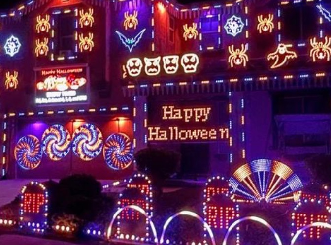 Halloween Lights On Evergreen