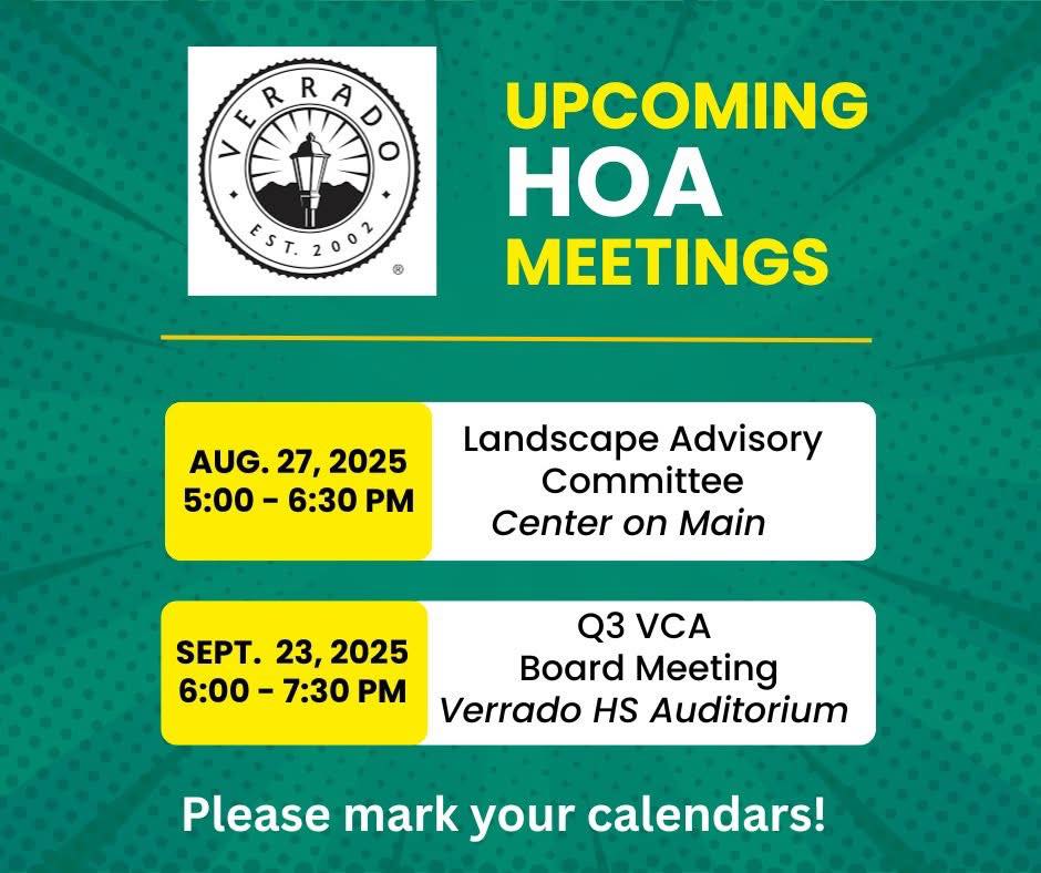 Upcoming Verrado HOA Meetings